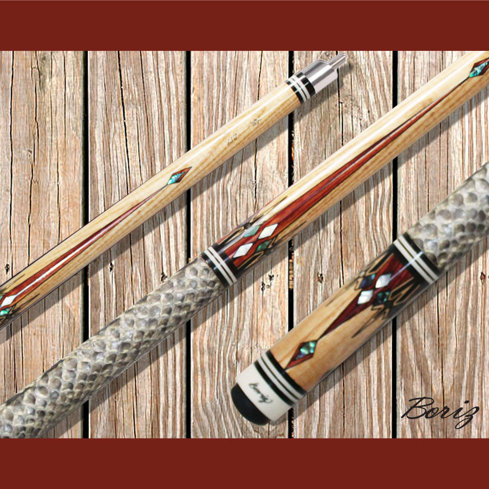 Boriz Billiards Laminated Snake Skin Grip Pool Cue Stick Original Inlay Artwork #BCC111