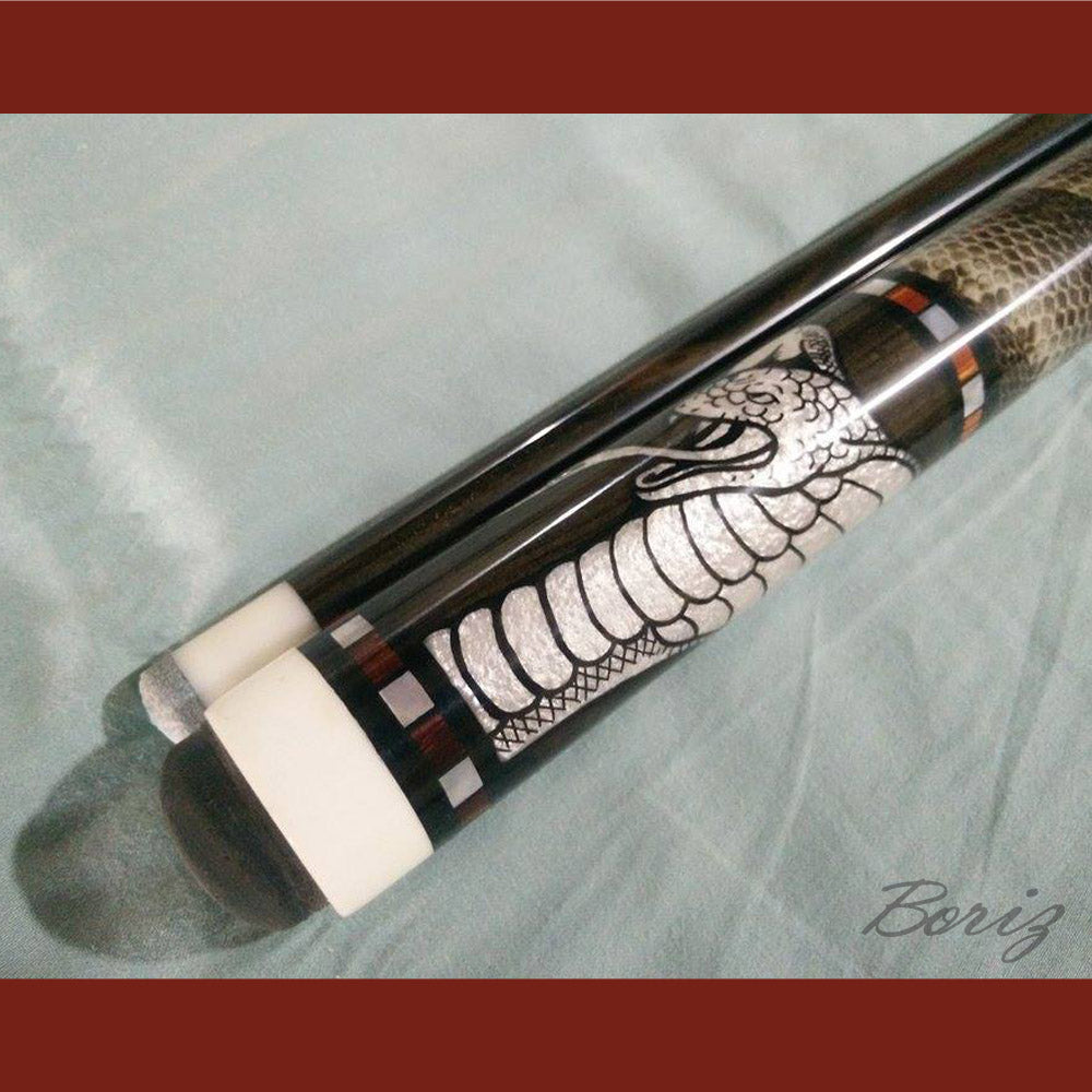 Boriz Billiards Cobra Laminated Snake Skin Grip Pool Cue Stick Original Inlay Artwork #BCC054