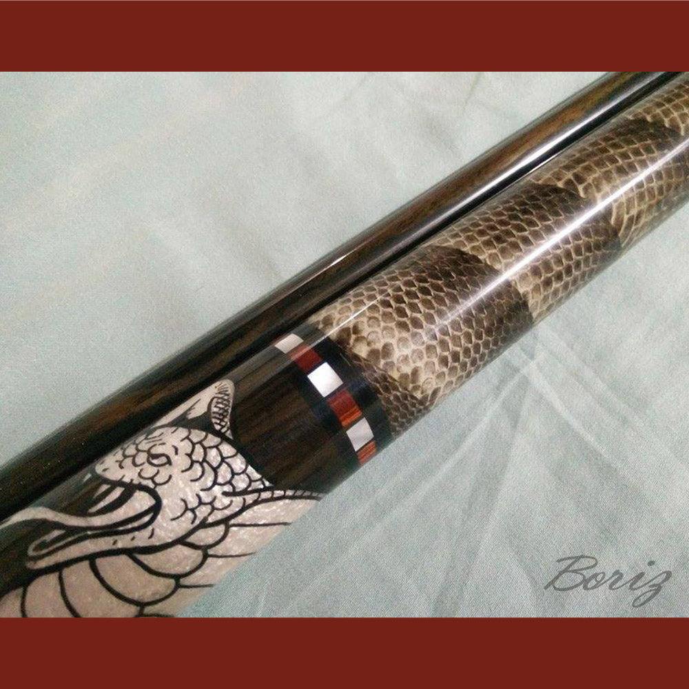 Boriz Billiards Cobra Laminated Snake Skin Grip Pool Cue Stick Original Inlay Artwork #BCC054