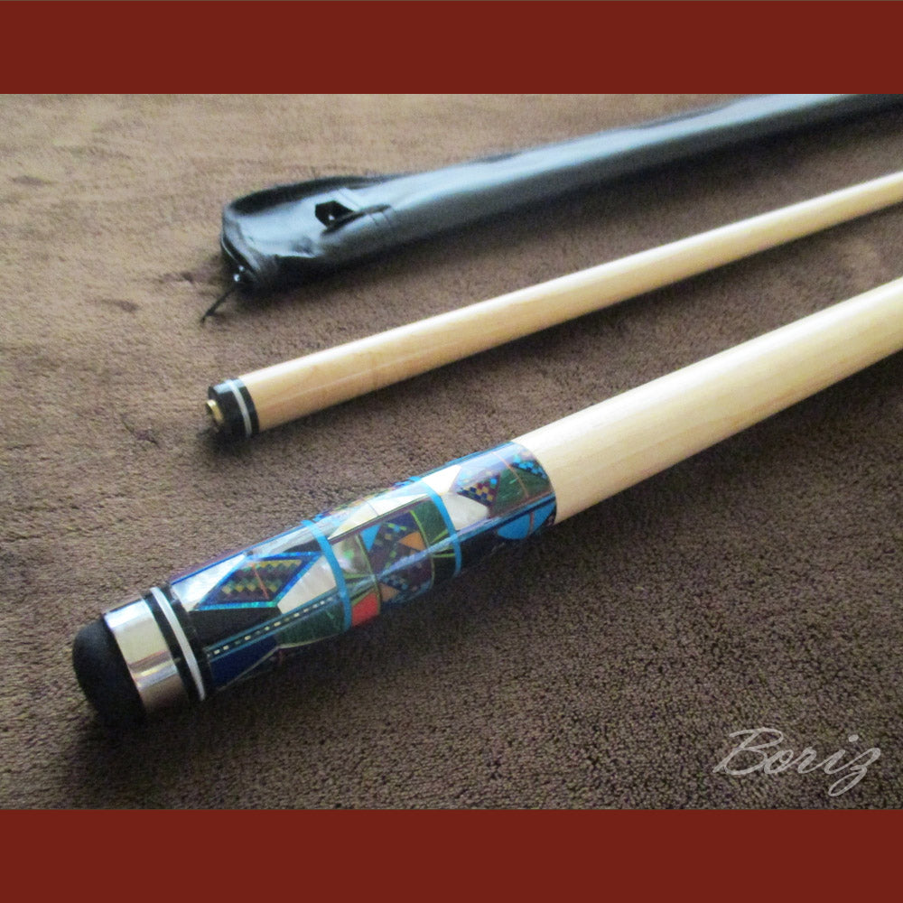 Boriz Billiards Bare Shaft Grip Pool Cue Stick Original Inlay Artwork #BCC051