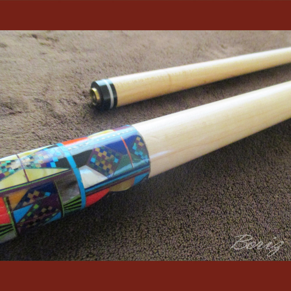Boriz Billiards Bare Shaft Grip Pool Cue Stick Original Inlay Artwork #BCC051