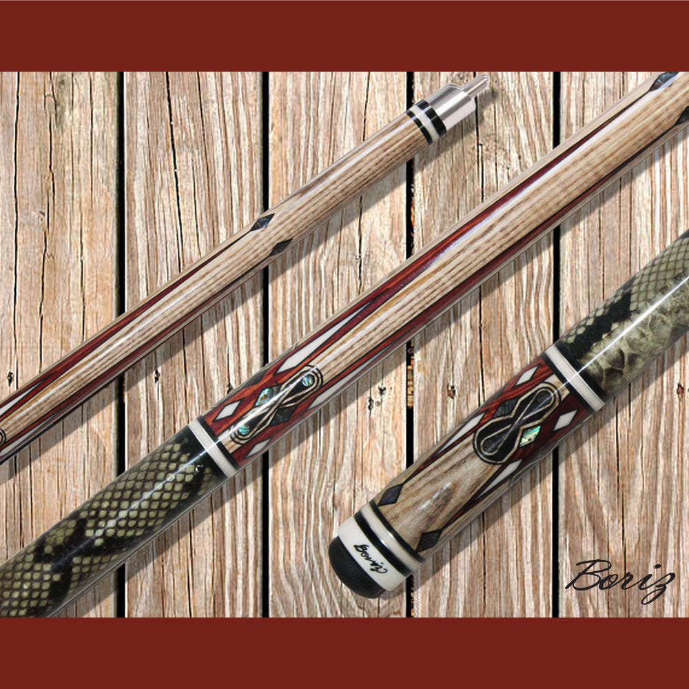 Boriz Billiards Laminated Snake Skin Grip Pool Cue Stick Original Inlay Artwork #BCC132