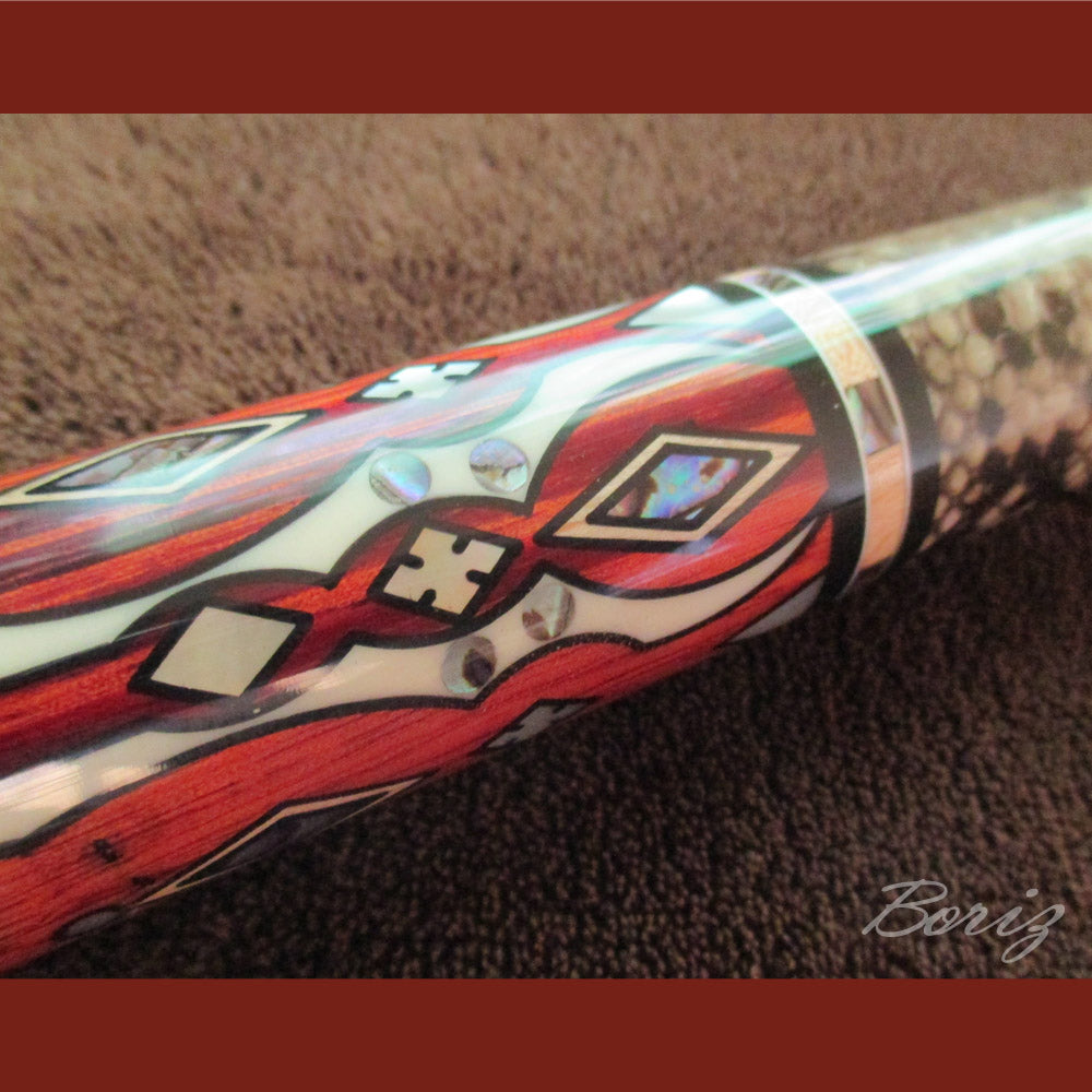 Boriz Billiards Laminated Snake Skin Grip Pool Cue Stick Original Inlay Artwork Pro Series 2 #BCC057