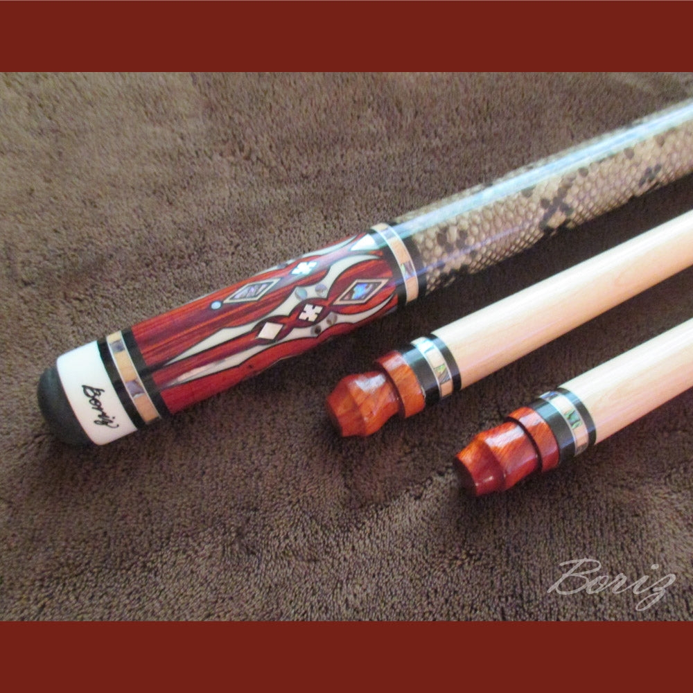Boriz Billiards Laminated Snake Skin Grip Pool Cue Stick Original Inlay Artwork Pro Series 2 #BCC057