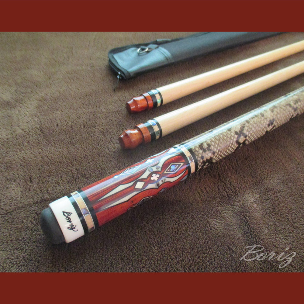 Boriz Billiards Laminated Snake Skin Grip Pool Cue Stick Original Inlay Artwork Pro Series 2 #BCC057