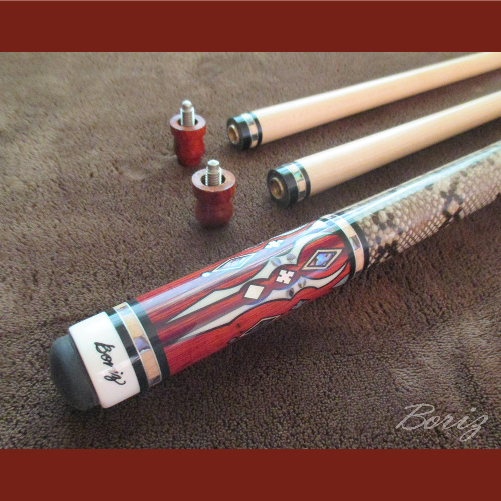 Boriz Billiards Laminated Snake Skin Grip Pool Cue Stick Original Inlay Artwork Pro Series 2 #BCC057