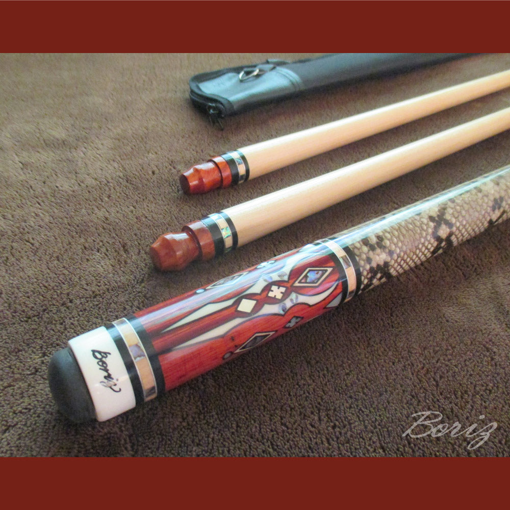 Boriz Billiards Laminated Snake Skin Grip Pool Cue Stick Original Inlay Artwork Pro Series 2 #BCC057