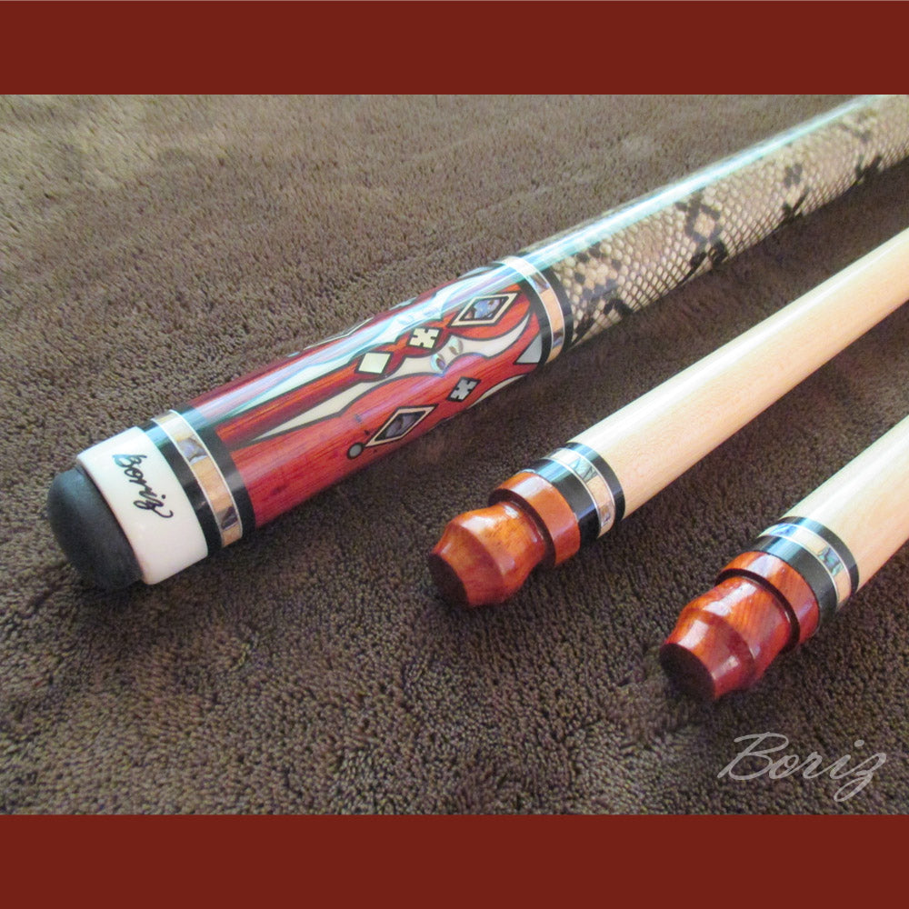Boriz Billiards Laminated Snake Skin Grip Pool Cue Stick Original Inlay Artwork Pro Series 2 #BCC057