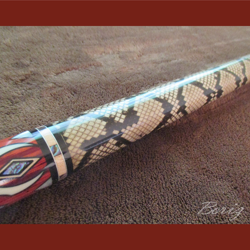 Boriz Billiards Laminated Snake Skin Grip Pool Cue Stick Original Inlay Artwork Pro Series 2 #BCC057