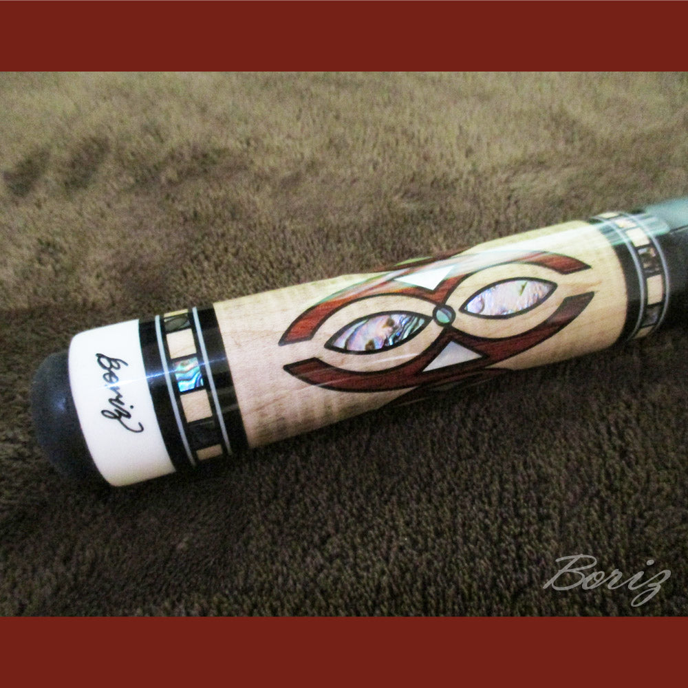 Boriz Billiards Smooth Black Leather Grip Pool Cue Stick Original Inlay Artwork Pro Series 3 #BCC058