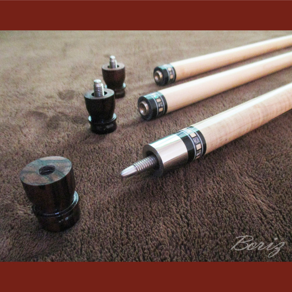 Boriz Billiards Smooth Black Leather Grip Pool Cue Stick Original Inlay Artwork Pro Series 3 #BCC058