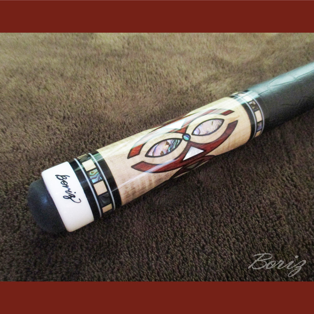 Boriz Billiards Smooth Black Leather Grip Pool Cue Stick Original Inlay Artwork Pro Series 3 #BCC058