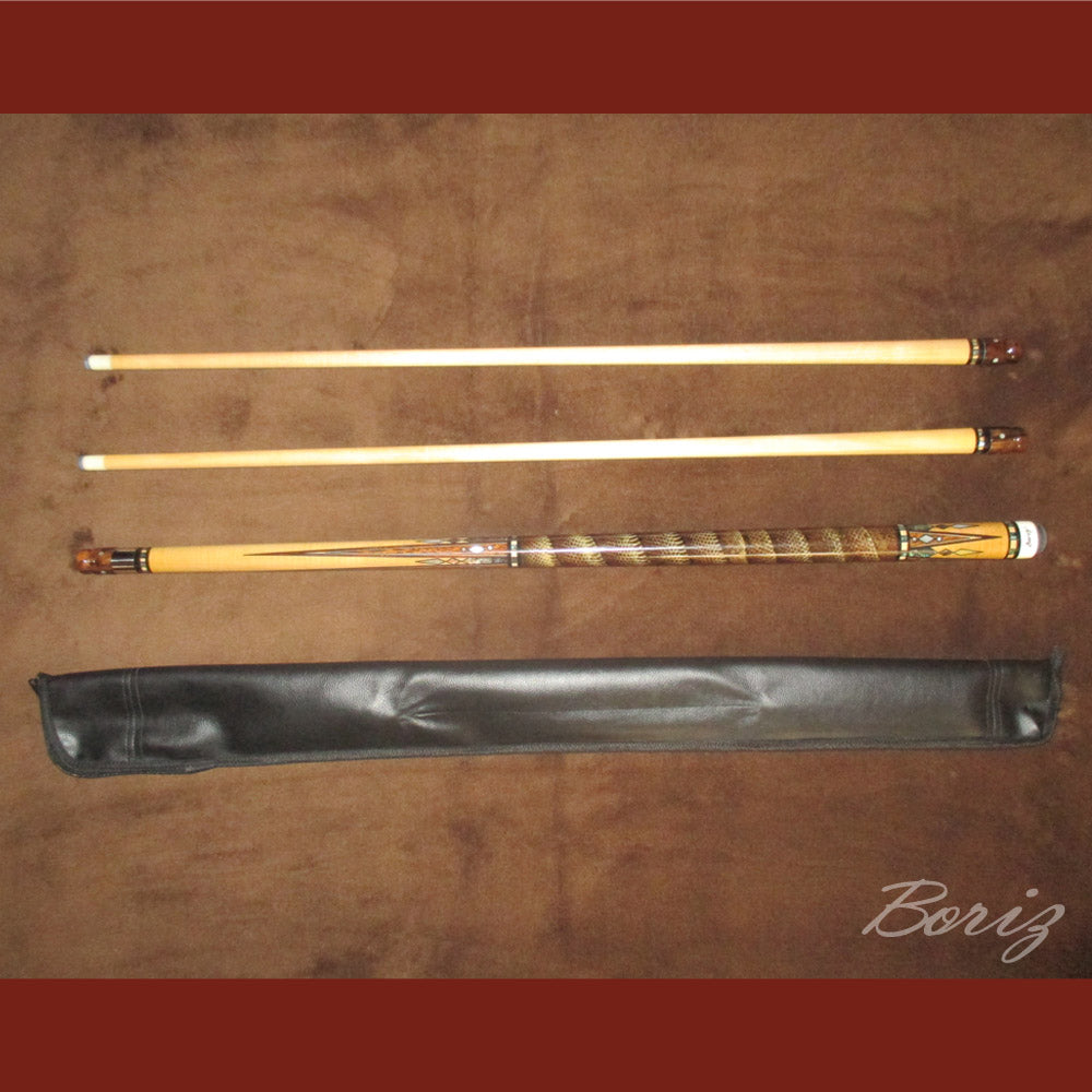 Boriz Billiards Laminated Snake Skin Grip Pool Cue Stick Original Inlay Artwork Pro Series 5 #BCC060