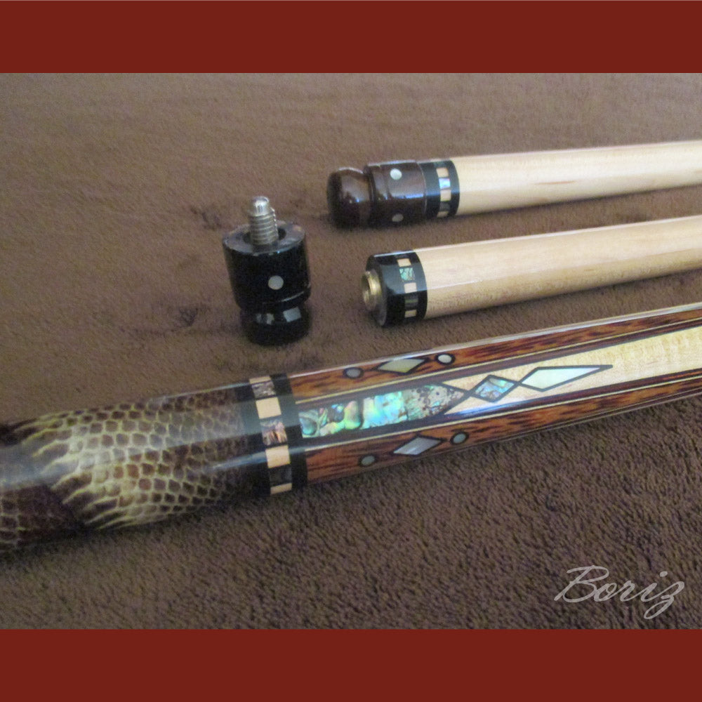 Boriz Billiards Laminated Snake Skin Grip Pool Cue Stick Original Inlay Artwork Pro Series 5 #BCC060