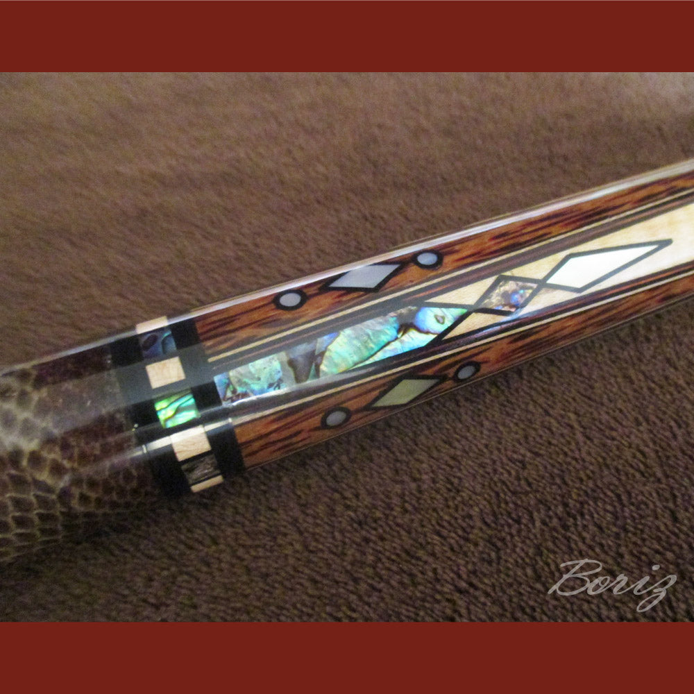 Boriz Billiards Laminated Snake Skin Grip Pool Cue Stick Original Inlay Artwork Pro Series 5 #BCC060