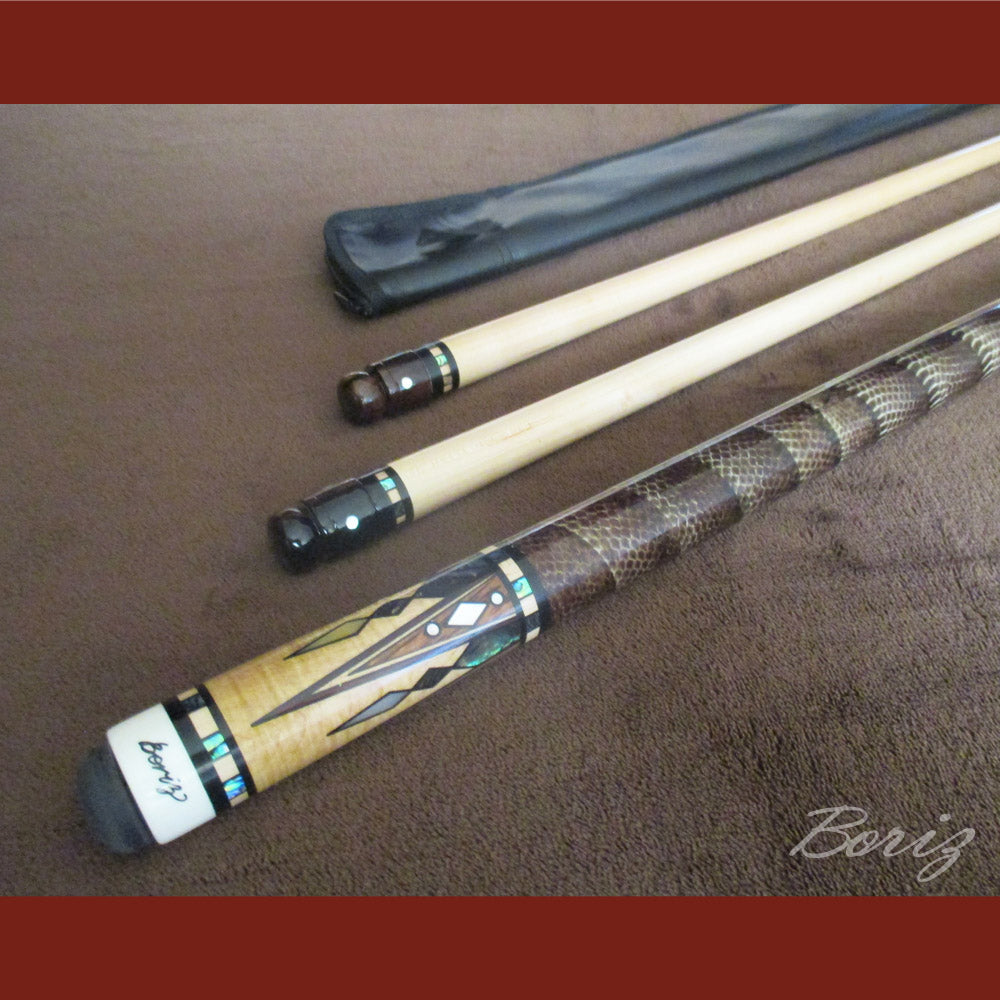 Boriz Billiards Laminated Snake Skin Grip Pool Cue Stick Original Inlay Artwork Pro Series 5 #BCC060