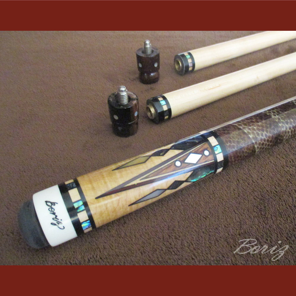Boriz Billiards Laminated Snake Skin Grip Pool Cue Stick Original Inlay Artwork Pro Series 5 #BCC060