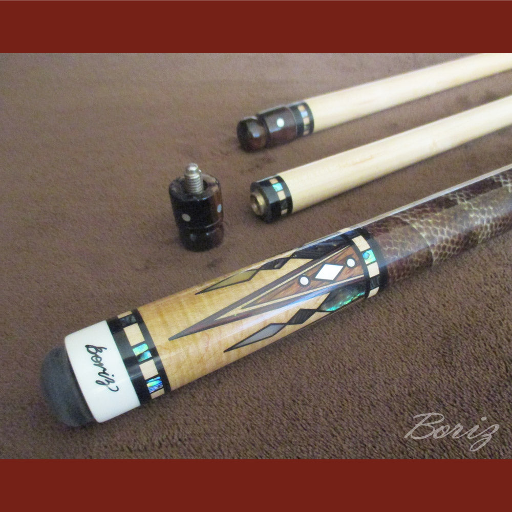 Boriz Billiards Laminated Snake Skin Grip Pool Cue Stick Original Inlay Artwork Pro Series 5 #BCC060