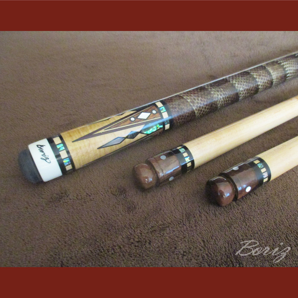 Boriz Billiards Laminated Snake Skin Grip Pool Cue Stick Original Inlay Artwork Pro Series 5 #BCC060