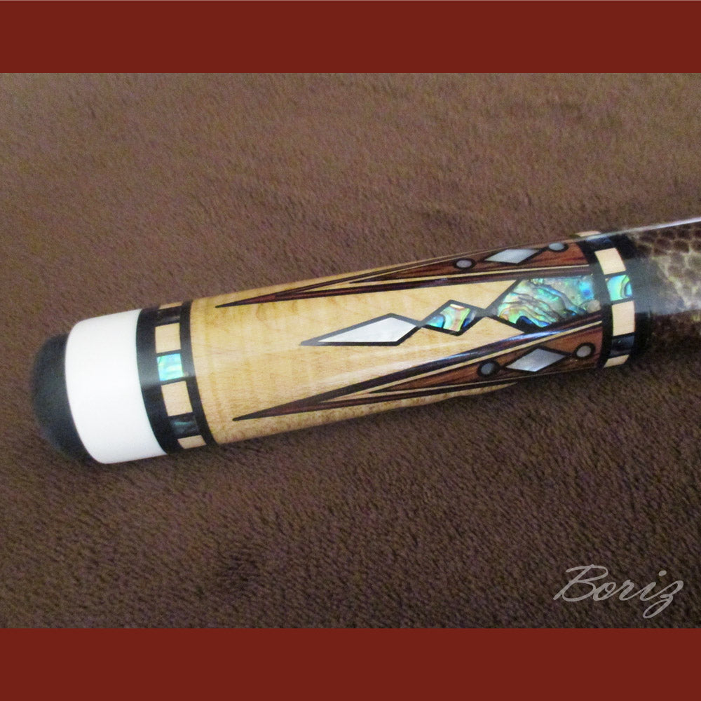 Boriz Billiards Laminated Snake Skin Grip Pool Cue Stick Original Inlay Artwork Pro Series 5 #BCC060