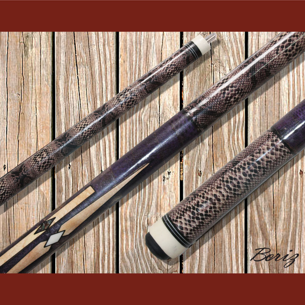 Boriz Billiards Laminated Snake Skin Grip Pool Cue Stick Original Inlay Artwork #BCC135