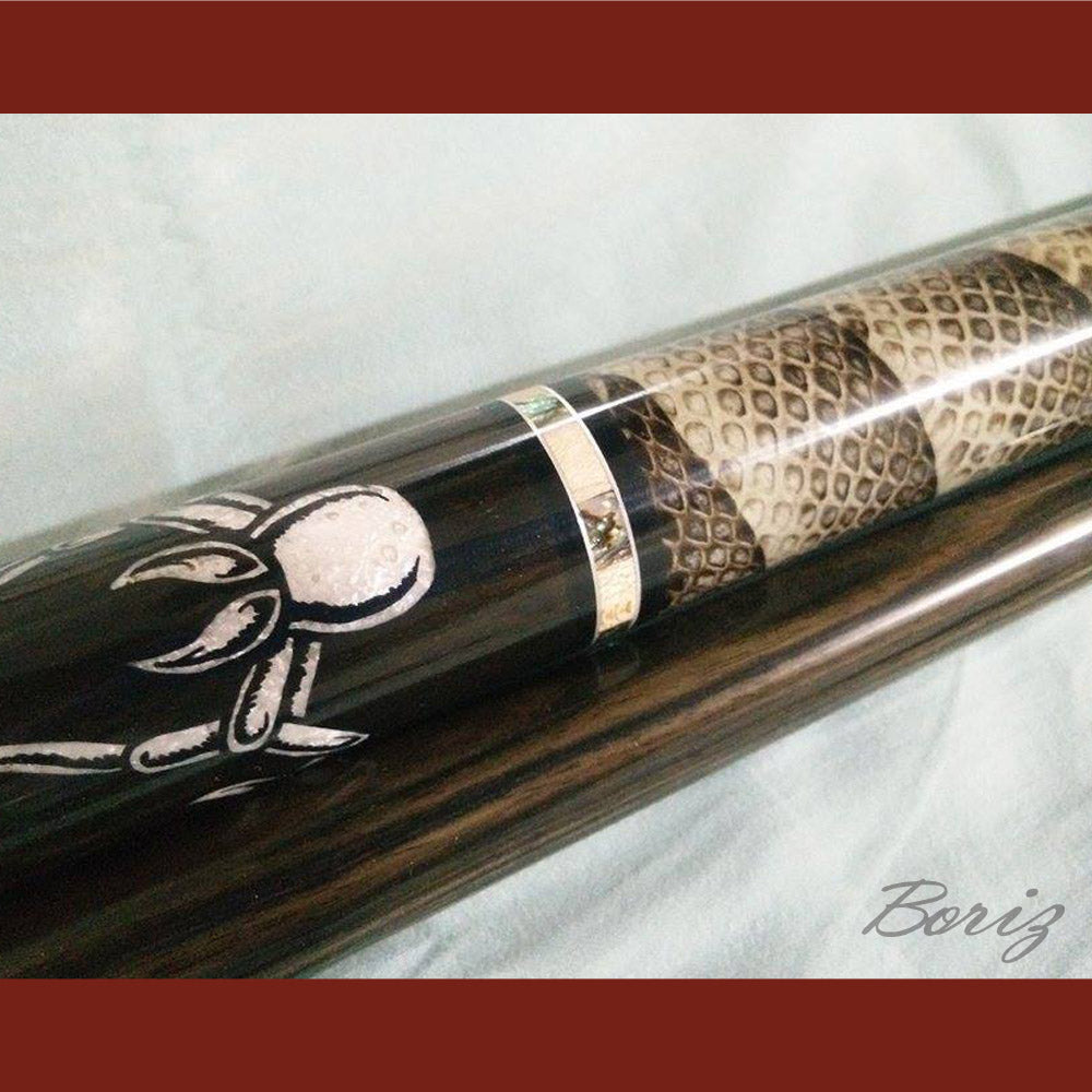 Boriz Billiards Scorpion Laminated Snake Skin Grip Pool Cue Stick Original Inlay Artwork #BCC053